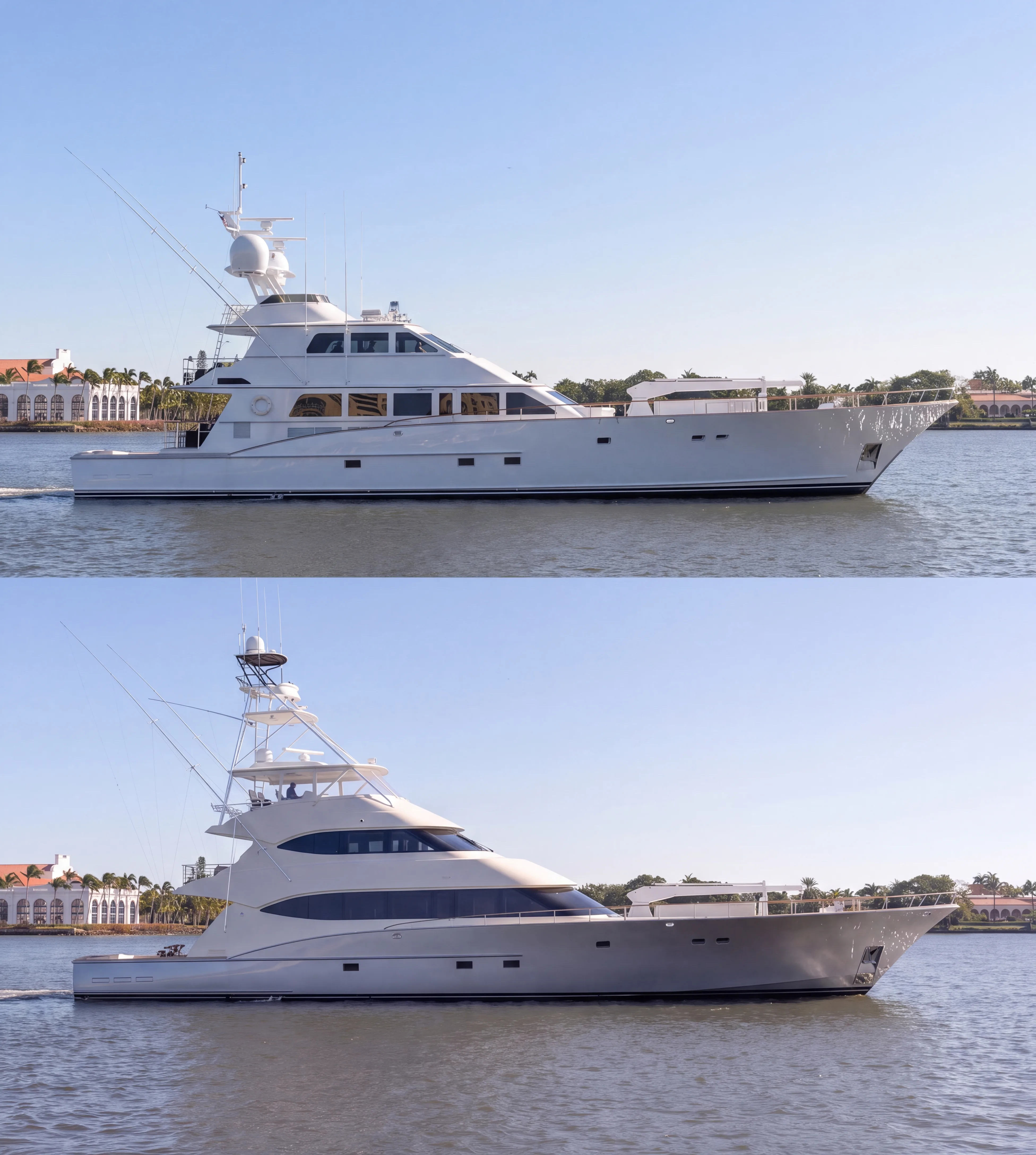 A yacht under way with her crew at work